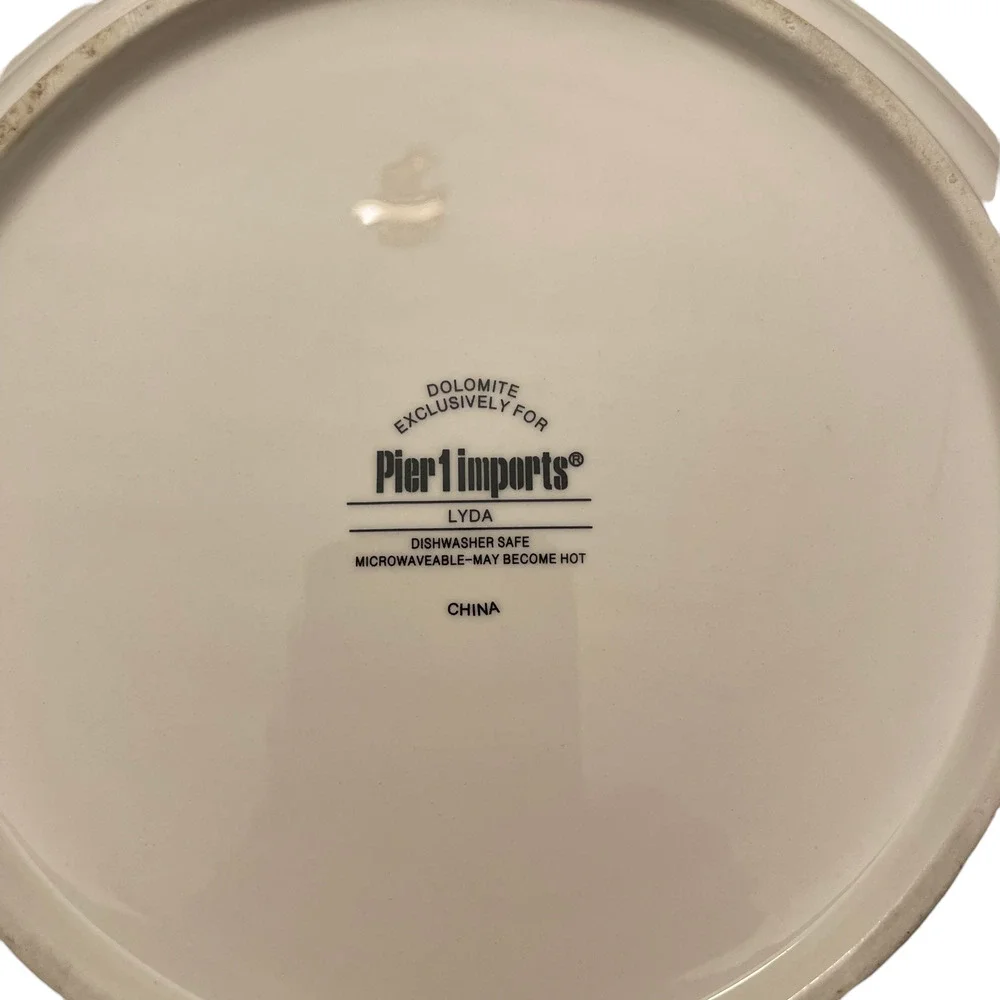 Pier 1 Lyda Dinner Plate Floral‎ Scroll Dolomite China 10.75”